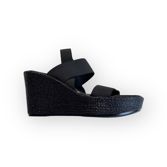 new Italian Shoemakers 𒀭Success Espadrille Wedge Platform Sandals 𒀭 Black 8.5M - Picture 15 of 16